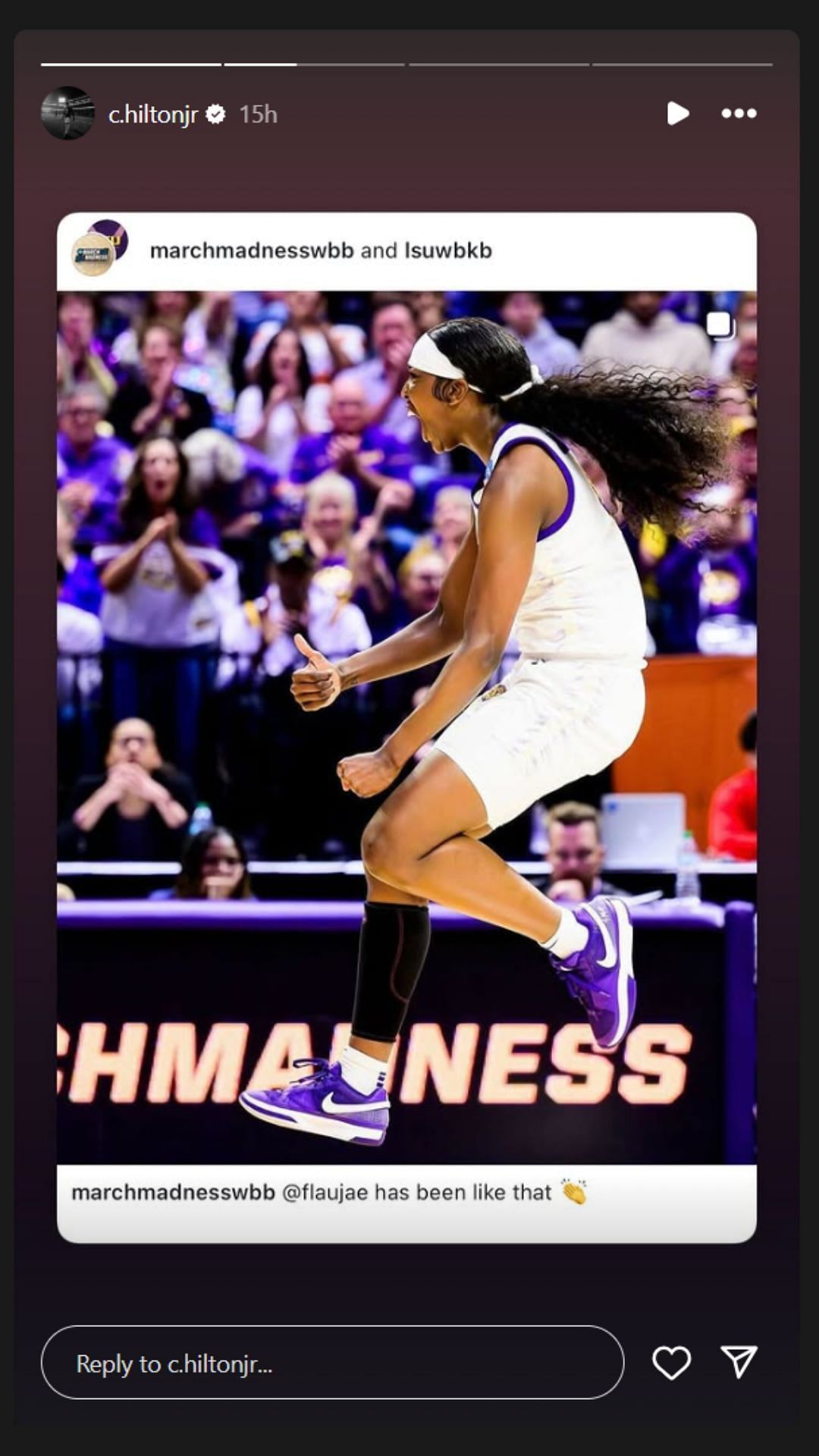 Screenshot via Instagram (@c.hiltonjr/IG)